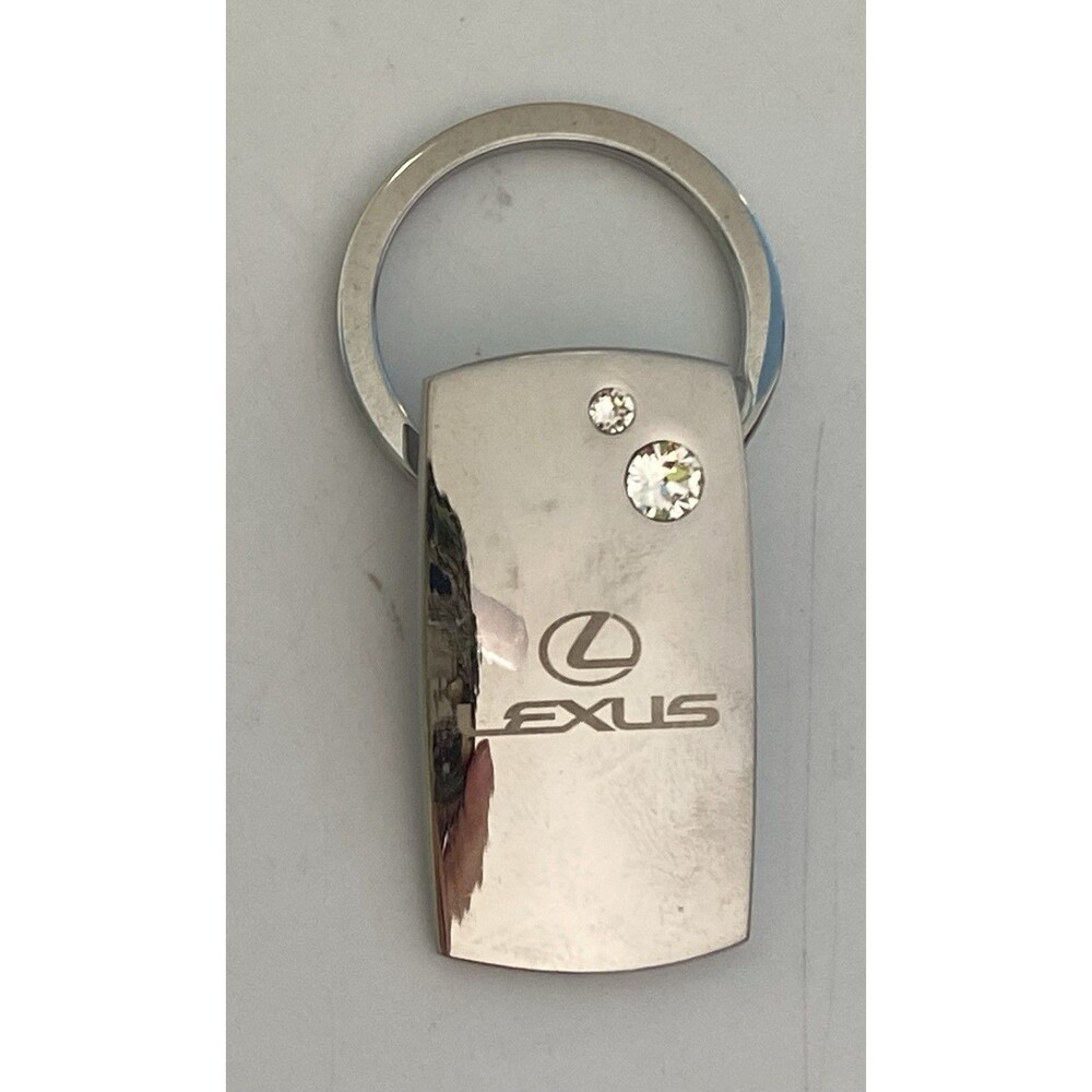 Lexus  Luxury Auto Metal style 2.5” Key- Ring Fob-Holder Square W 2 Rhinestones